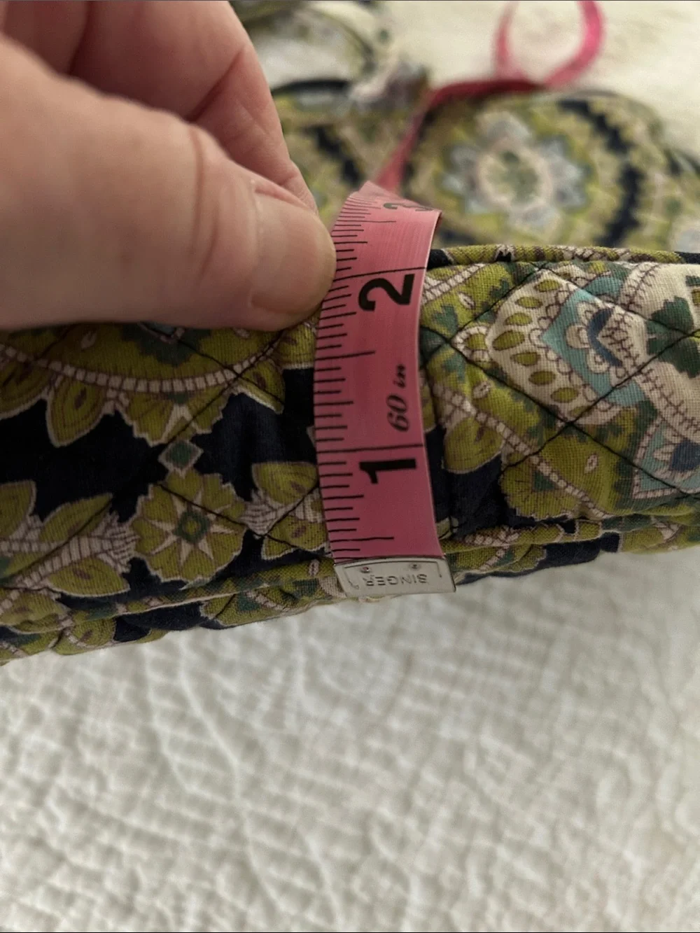Vera Bradley Quilted Laptop Tote in Olive, Navy and Cream